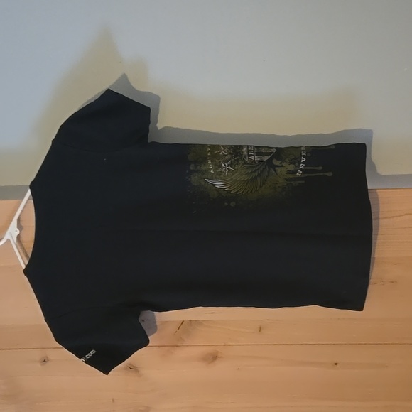 Army, Medium, Black, Graphic V Neck Tee - Picture 2 of 3